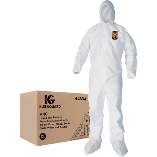 Kleenguard A40 Coveralls, X-Large, White, Microporous Cam Industrial