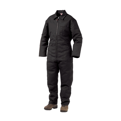 Lined Twill Coveralls, Men's, Black, Size Large Cam Industrial