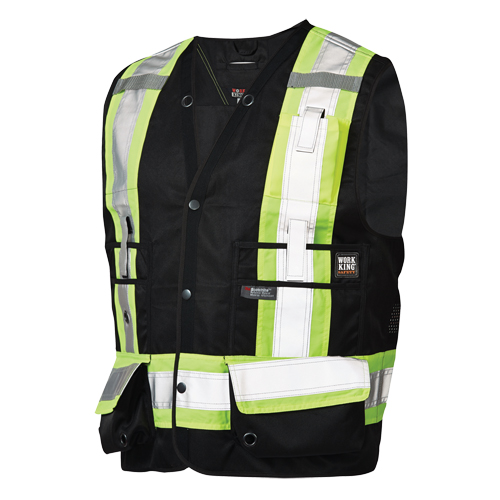 Surveyor Safety Vest, Black, Large, Polyester Cam Industrial