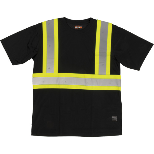 T-shirt de s&eacute;curit&eacute; avec poche &agrave; manches courtes, Polyester, Grand, Noir Cam Industrial