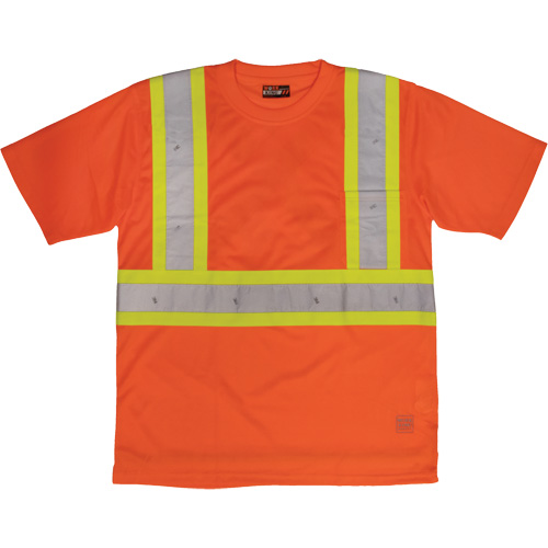 T-shirt de s&eacute;curit&eacute; avec poche &agrave; manches courtes, Polyester, Grand, Orange haute visibilit&eacute; Cam Industrial