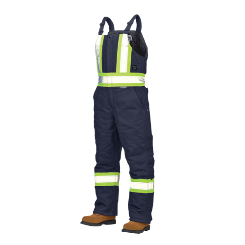 Duck Lined Safety Overalls, Cotton, Large, Navy Blue Cam Industrial