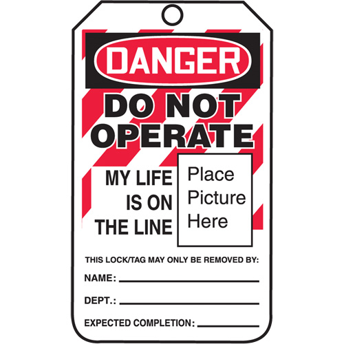 &eacute;tiquettes de verrouillage Do Not Operate Danger, Papier cartonn&eacute;, 3-1/4" la x 5-3/4" h, Anglais Cam Industrial