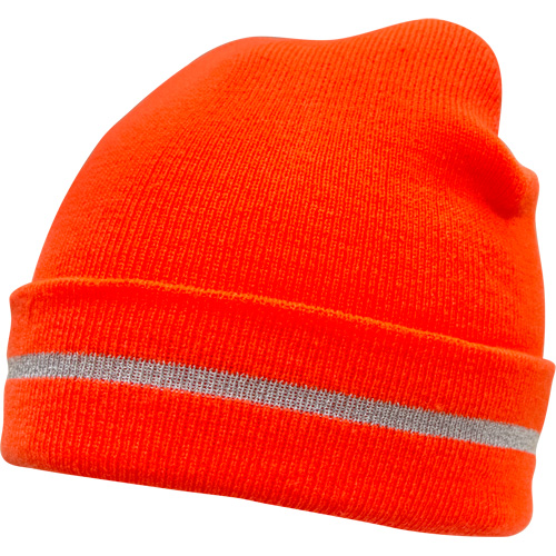 High Visibility Knit Hat with Reflective Stripe, High Visibility Orange, Acrylic Cam Industrial