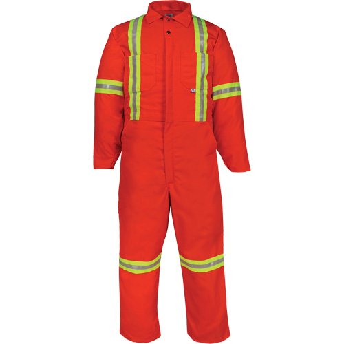 Deluxe Reflective Coveralls, 48, Orange Cam Industrial