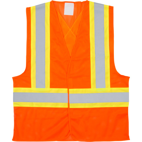 Traffic Safety Vest, High Visibility Orange, 2X-Large, Polyester Cam Industrial