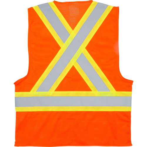 Traffic Safety Vest, High Visibility Orange, 2X-Large, Polyester Cam Industrial