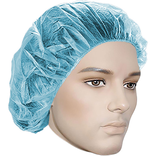 Bouffant Caps, Polypropylene, 18", Blue Cam Industrial