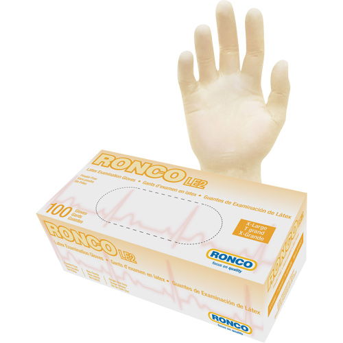 Gants jetables, T-Grand, Latex, 4 mils, Sans poudre, Naturel, Classe 2 Cam Industrial