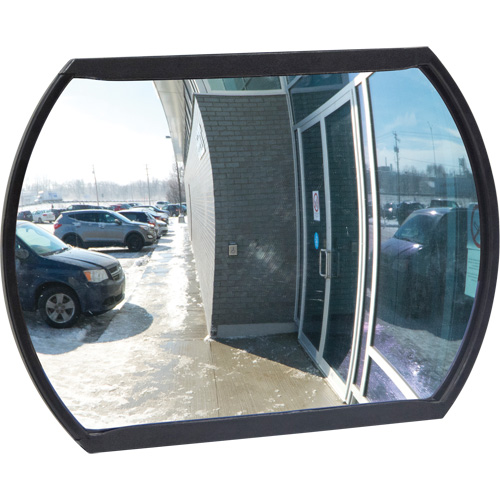 Miroir convexe rectangulaire/rond avec support, 12" h x 18" la, Int&eacute;rieur/Ext&eacute;rieur Cam Industrial