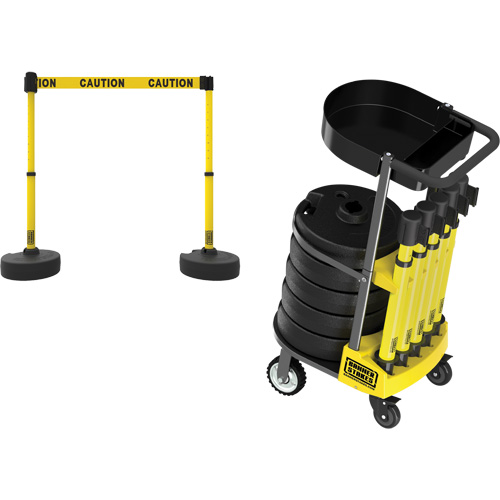 Chariot de transport avec plateau pour barri&egrave;re PLUS, 75' lo, M&eacute;tal, Jaune Cam Industrial