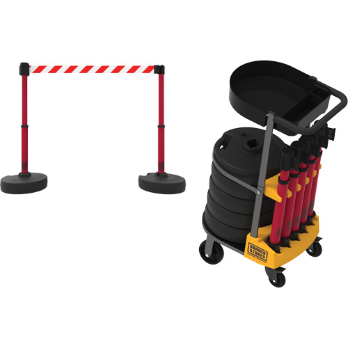 Chariot de transport avec plateau pour barri&egrave;re PLUS, 75' lo, M&eacute;tal, Jaune Cam Industrial
