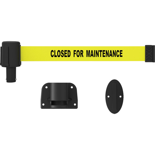 PLUS Wall Mount Barrier System, Plastic, Screw Mount, 15', Yellow Tape Cam Industrial