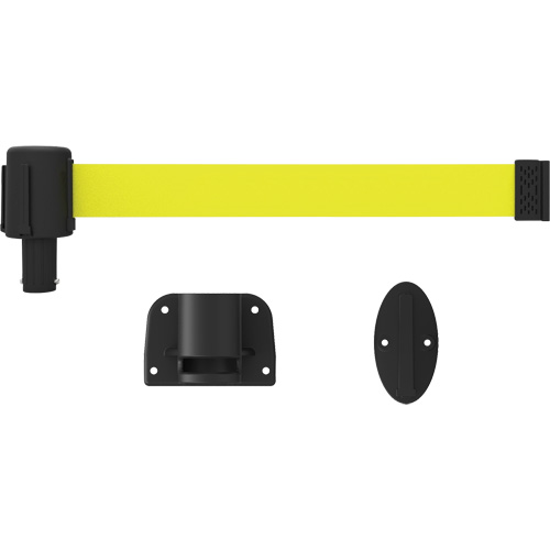 PLUS Wall Mount Barrier System, Plastic, Screw Mount, 15', Yellow Tape Cam Industrial