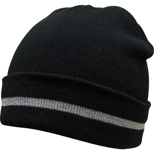 Knit Hat with Silver Reflective Stripe, One Size, Black Cam Industrial