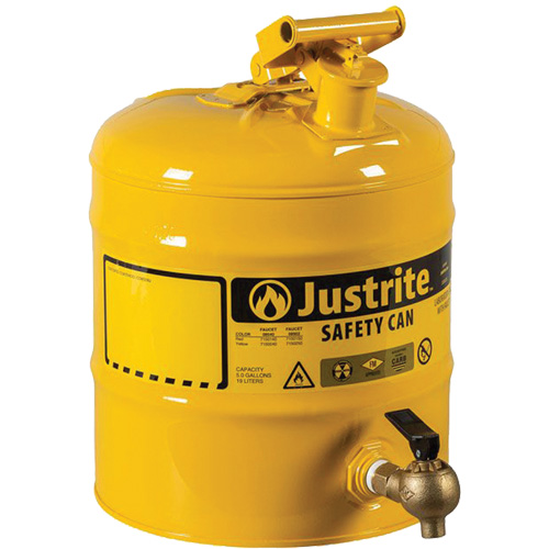 Safety Shelf Can, Type I, Steel, 5 US gal., Yellow, FM Approved Cam Industrial