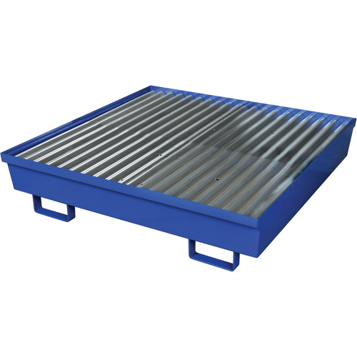 Steel Spill Containment Pallet, 92 US gal. Spill Capacity, 54" x 54.25" x 12" Cam Industrial