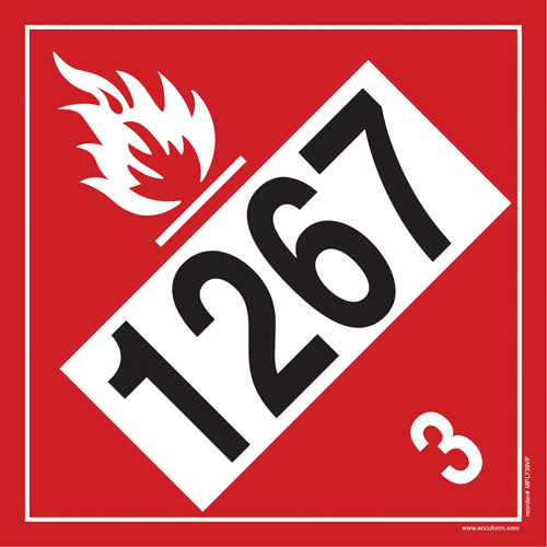 Plaque-&eacute;tiquette TMD 1267 pour liquide inflammable p&eacute;trole brut, Vinyle adh&eacute;sif Cam Industrial