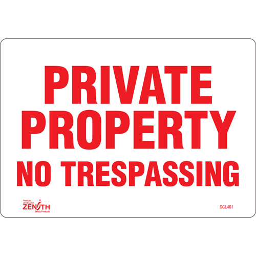 "Private Property" Sign, 7" x 10", Vinyl, English Cam Industrial