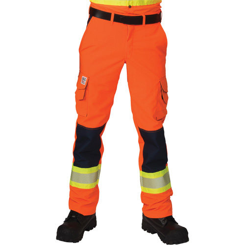 Ripstop High-Visibility Cargo Pants, Polyester, 28, High Visibility Orange Cam Industrial