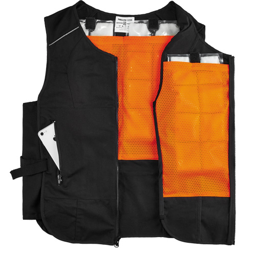 Veste de refroidissement &agrave; changement de phase l&eacute;g&egrave;re avec sachets 6260 Chill-Its, Petit/Moyen, Noir Cam Industrial