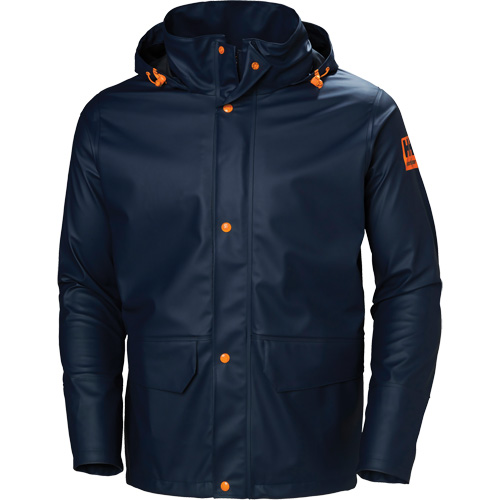 Gale Rain Jacket, Polyester/Polyurethane, Large, Navy Blue Cam Industrial