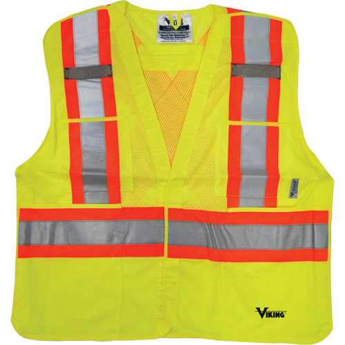 Safety Vest, High Visibility Lime-Yellow, 2X-Large/3X-Large, Polyester Cam Industrial