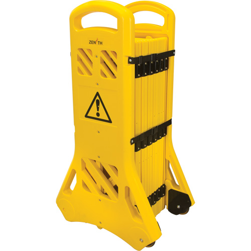 Portable Mobile Barrier, 40" H x 13' L, Yellow Cam Industrial