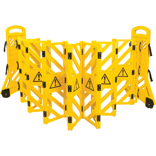 Portable Mobile Barrier, 40" H x 13' L, Yellow Cam Industrial