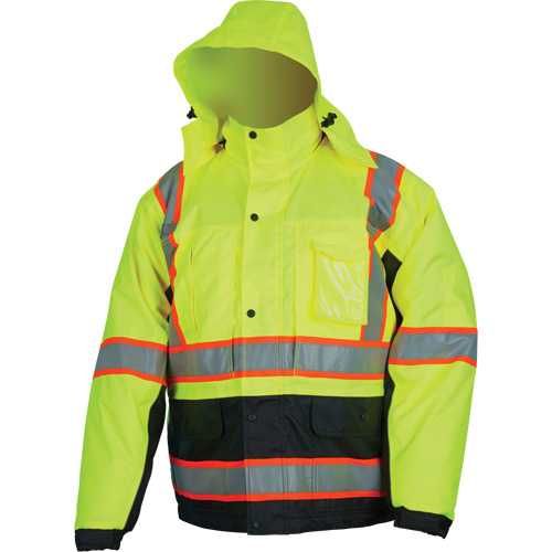 Insulated High Visibility Jacket, Polyester/Polyurethane, High Visibility Lime-Yellow, Small Cam Industrial