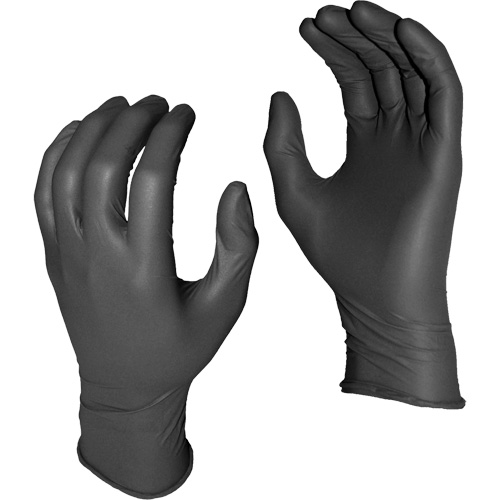 Gants jetables Grease Monkey, Petit, Nitrile, 5 mils, Sans poudre, Noir Cam Industrial