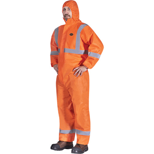 2077 Combinaisons &agrave; capuchon avec ruban r&eacute;fl&eacute;chissant, Petit, Orange, SMS Cam Industrial