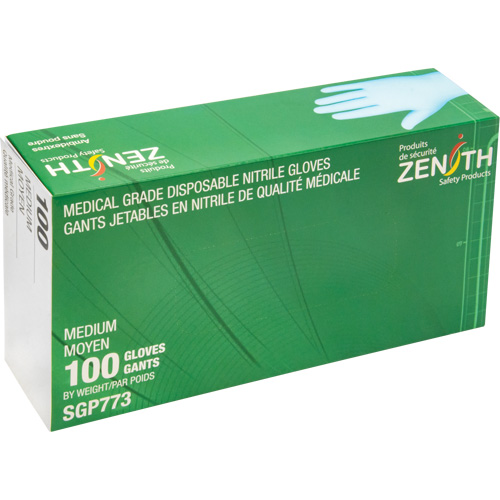 Gants jetables de calibre m&eacute;dical r&eacute;sistants &agrave; la perforation, Moyen, Nitrile, 4,5 mils, Sans poudre, Bleu, Classe 2 Cam Industrial