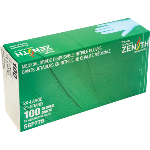 Puncture-Resistant Medical-Grade Disposable Gloves, 2X-Large, Nitrile, 4.5-mil, Powder-Free, Blue, Class 2 Cam Industrial