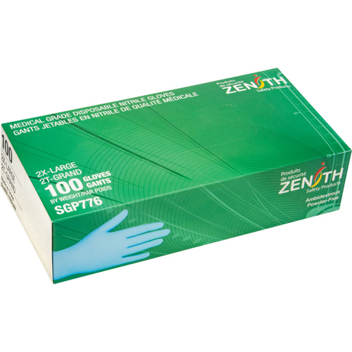 Puncture-Resistant Medical-Grade Disposable Gloves, 2X-Large, Nitrile, 4.5-mil, Powder-Free, Blue, Class 2 Cam Industrial