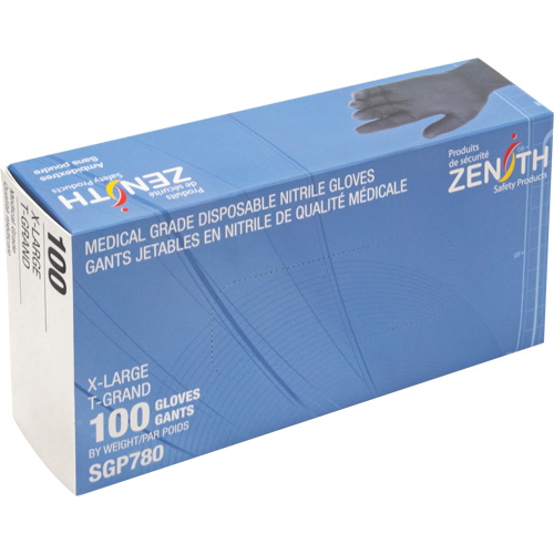 Puncture-Resistant Medical-Grade Disposable Gloves, X-Large, Nitrile, 5-mil, Powder-Free, Black, Class 2 Cam Industrial