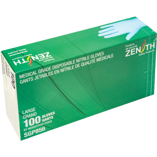 Puncture-Resistant Medical-Grade Disposable Gloves, Large, Nitrile, 3.5-mil, Powder-Free, Blue, Class 2 Cam Industrial
