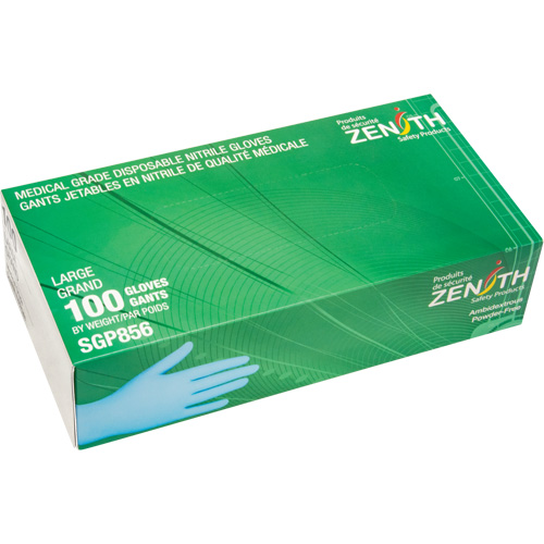Puncture-Resistant Medical-Grade Disposable Gloves, Large, Nitrile, 3.5-mil, Powder-Free, Blue, Class 2 Cam Industrial
