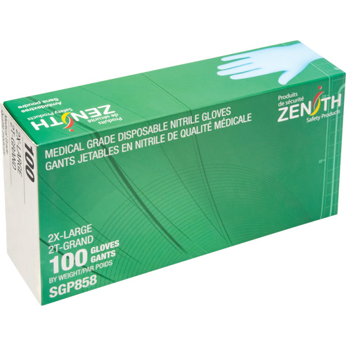 Gants jetables de calibre m&eacute;dical r&eacute;sistants &agrave; la perforation, 2T-Grand, Nitrile, 3,5 mils, Sans poudre, Bleu, Classe 2 Cam Industrial
