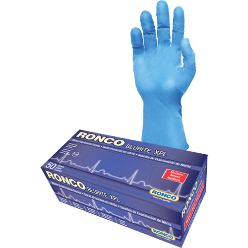 Blurite XPL Examination Gloves, Small, Nitrile, 8-mil, Powder-Free, Blue, Class 2 Cam Industrial