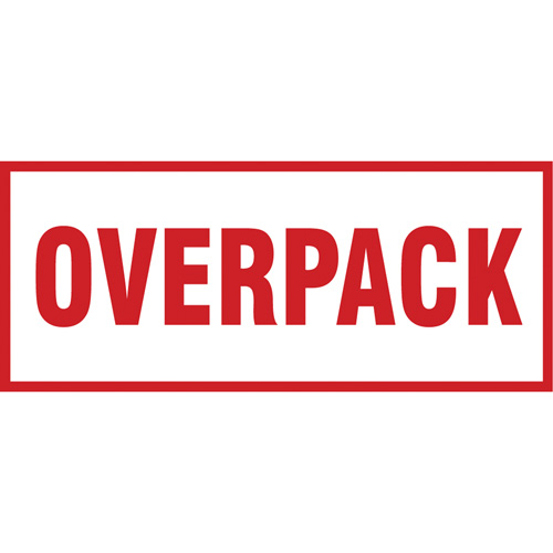 "Overpack" Handling Labels, 6" L x 2-1/2" W, Red on White Cam Industrial