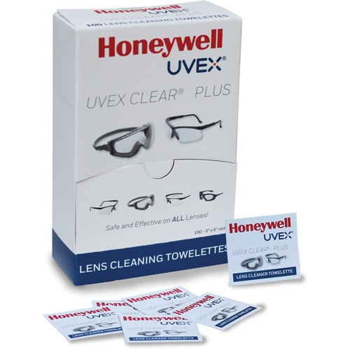 Uvex&reg; Clear&reg; Plus Towelettes, 5.25" x 8", Pack Of 100 Cam Industrial