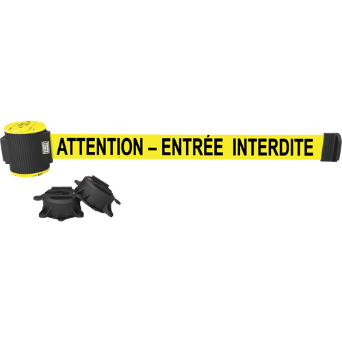Barri&egrave;re &agrave; fixation murale, Plastique, Fixation magn&eacute;tique, 30', Ruban Jaune Cam Industrial