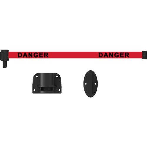 Plus Wall Mount Barrier System, Plastic, Screw Mount, 15', Red Tape Cam Industrial