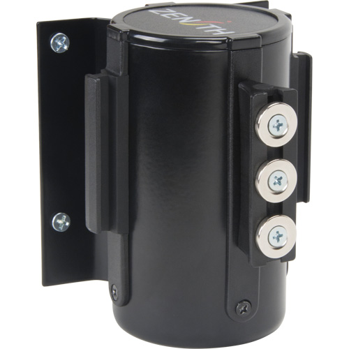 Barri&egrave;re &agrave; fixation murale avec ruban magn&eacute;tique, Acier, Fixation par vis, 12', Ruban Noir Cam Industrial