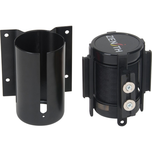 Barri&egrave;re &agrave; fixation murale avec ruban magn&eacute;tique, Acier, Fixation par vis, 7', Ruban Noir Cam Industrial