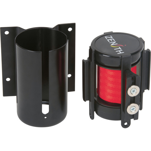 Barri&egrave;re &agrave; fixation murale avec ruban magn&eacute;tique, Acier, Fixation par vis, 7', Ruban Rouge Cam Industrial