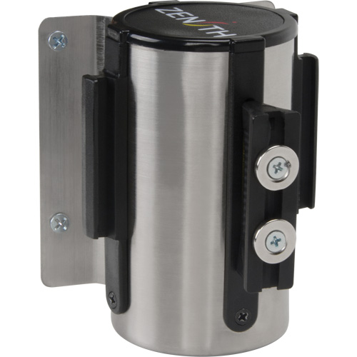 Wall Mount Barrier with Magnetic Tape, Steel, Screw Mount, 7', Yellow Tape Cam Industrial