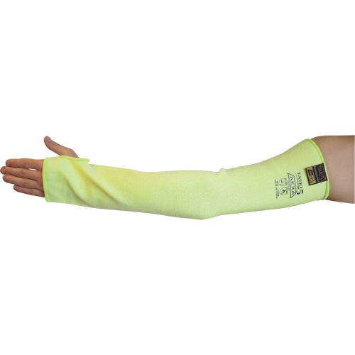 Cut Resistant Sleeve with Thumbhole, Taeki 5, 22", ASTM ANSI Level A4/EN 388 Level 5, High Visibility Yellow Cam Industrial