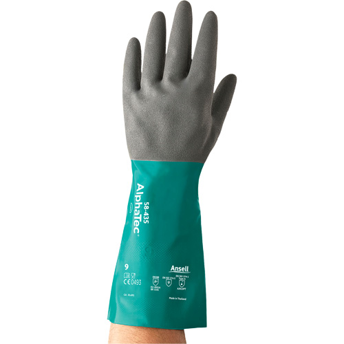Gants r&eacute;sistants aux produits chimiques AlphaTec s&eacute;rie 58-435, Taille 7, 15" lo, Nitrile, Doublure en Coton/Ouat&eacute;e, 10 mils Cam Industrial